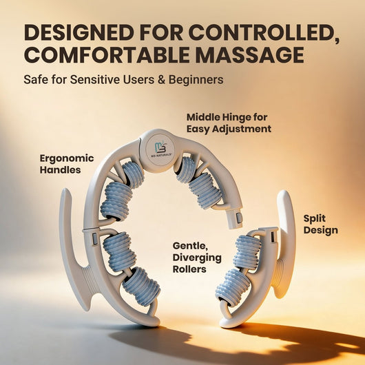 Ergonomic handles, middle hinge, split design for controlled massage