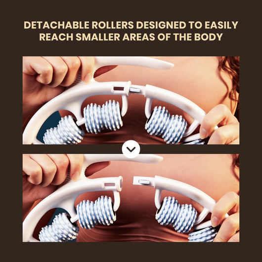 Detachable rollers reach smaller areas of the body