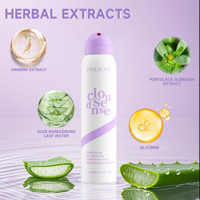 PHOFAY CloudSense hair removal spray with herbal extracts (ginseng, aloe, glycerin)