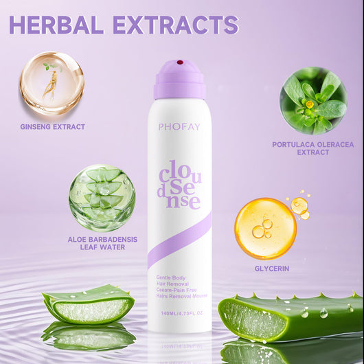 PHOFAY CloudSense hair removal spray with herbal extracts (ginseng, aloe, glycerin)