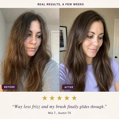 Before and after, less frizz smoother hair